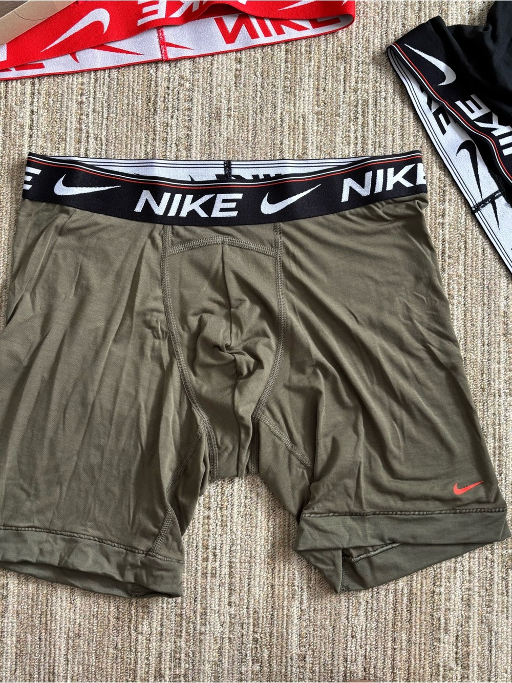 NIKE MENS NEW OLIVE DRI-FIT DRI-FIT ULTRA COMFORT LONG BOXER BRIEF MED (1 PAIR)